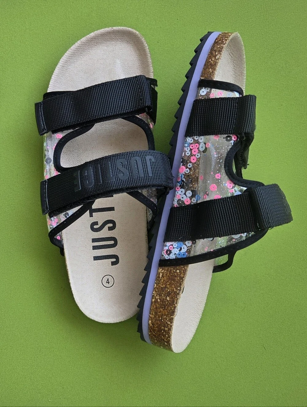 Justice Black Slides Size 4